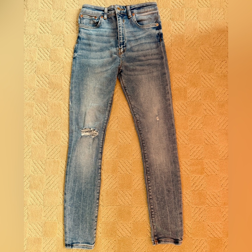 Zara Distressed Blue Skinny Jeans